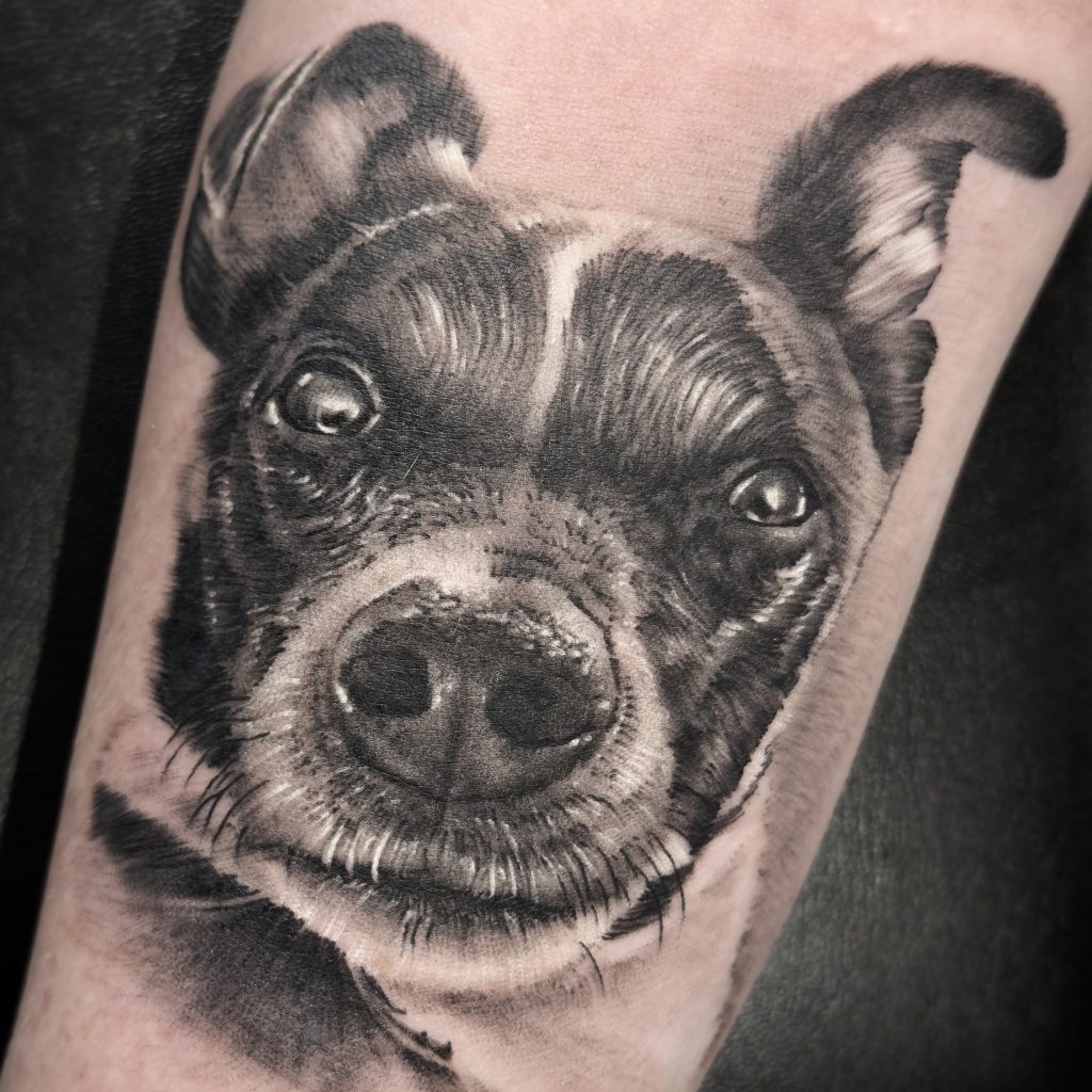 Realistic dog tattoo helsinki