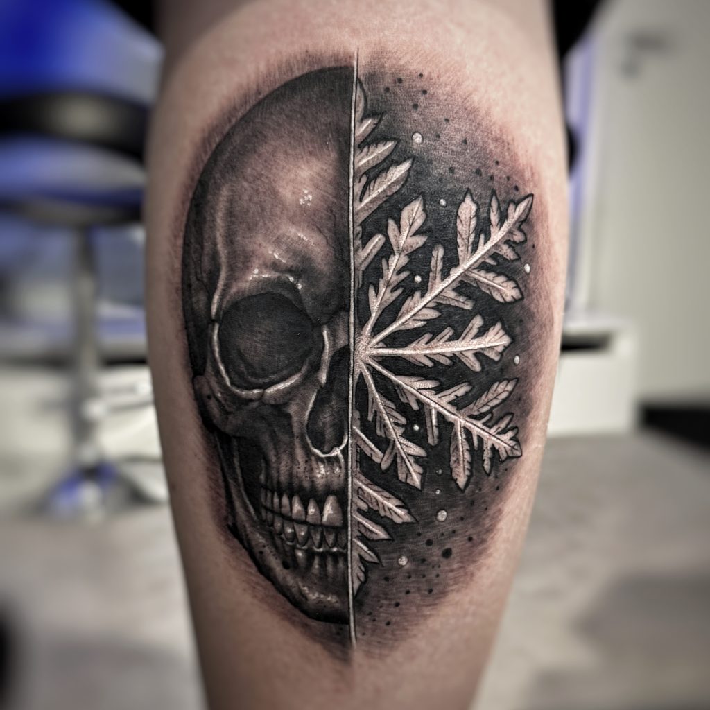 Skull and snowflake tattoo design helsinki